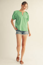 Load image into Gallery viewer, Shoulder Pintuck Detail Stripe Peasant Top
