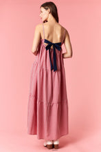 Load image into Gallery viewer, Solid Bow Tie And Yarn Dye Gingham Tiered Dress

