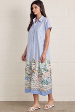 Load image into Gallery viewer, Striped Short Sleeve Floral Midi Dress
