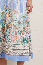 Load image into Gallery viewer, Striped Short Sleeve Floral Midi Dress
