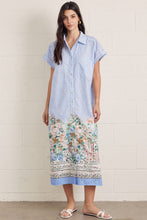 Load image into Gallery viewer, Striped Short Sleeve Floral Midi Dress
