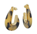 Women's tortoise acrylic teardrop earrings with gold accents.