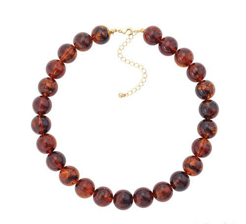 16MM tortoise beaded statement necklace for women.