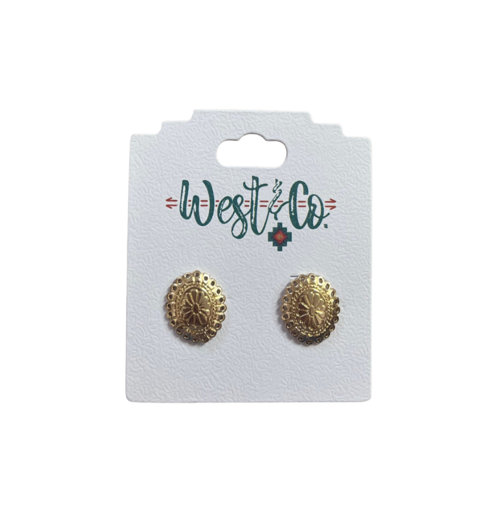 Small Gold Flower Stamped Concho Post