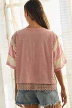 Load image into Gallery viewer, Washed Vintage Numeric Lace Hem Tee
