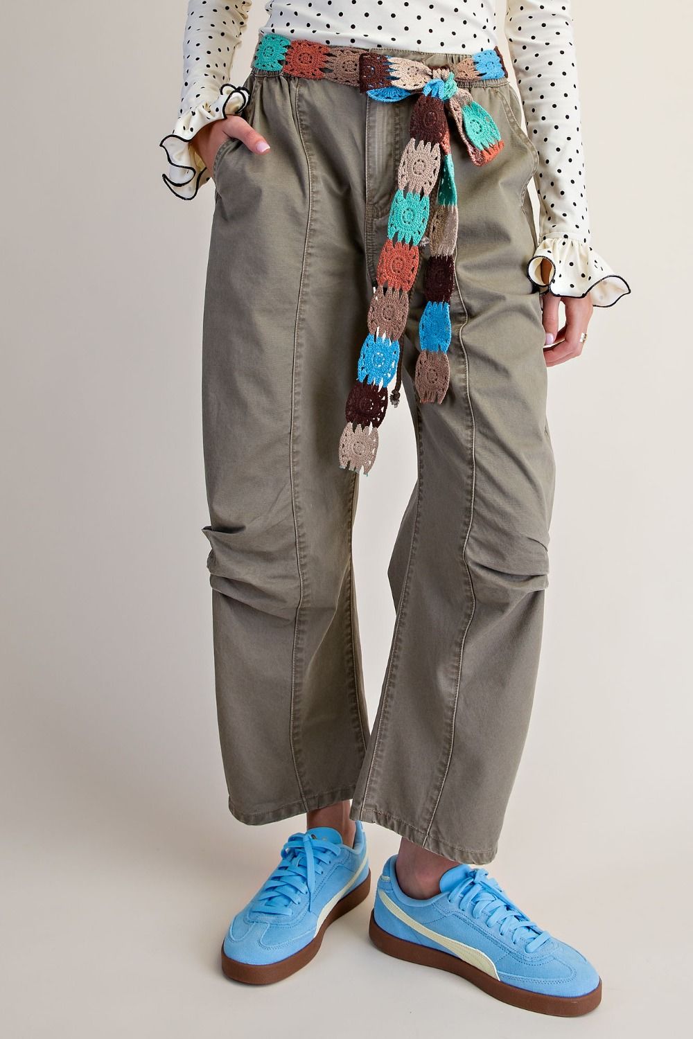 Washed Woven Cargo Pants