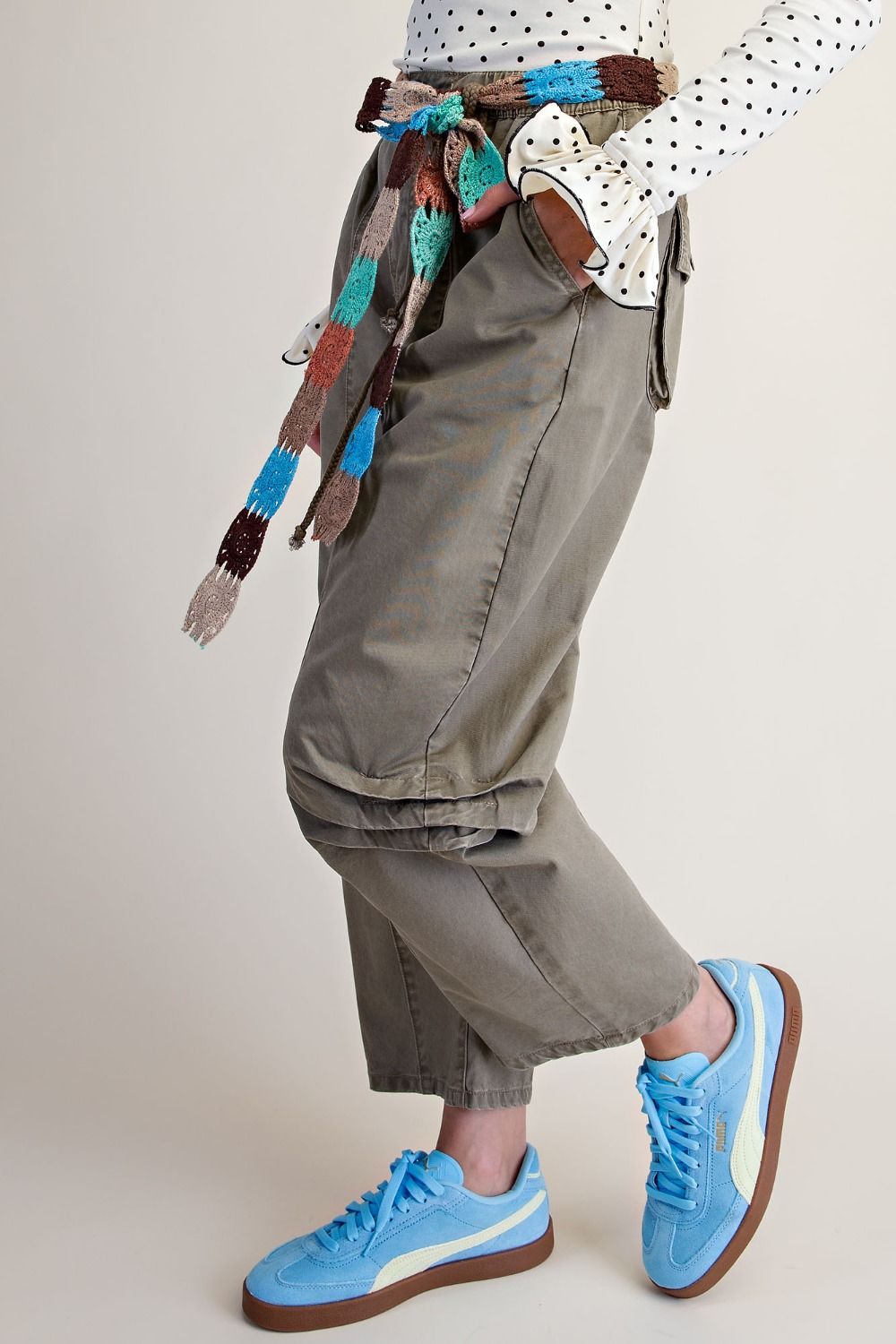 Washed Woven Cargo Pants