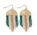 Claudia 3 Color Fringe Earrings Emerald