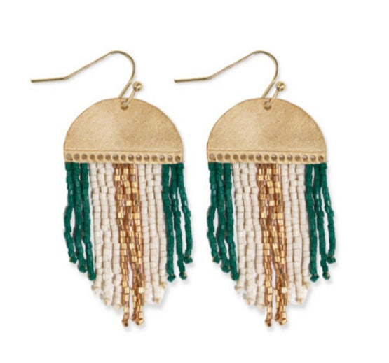 Claudia 3 Color Fringe Earrings Emerald