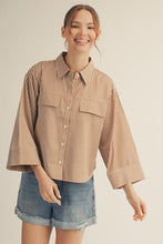 Load image into Gallery viewer, Wide Sleeve Button Down Stripe Top
