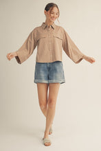 Load image into Gallery viewer, Wide Sleeve Button Down Stripe Top
