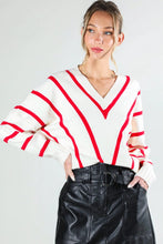 Load image into Gallery viewer, White Red Stripe Sweater
