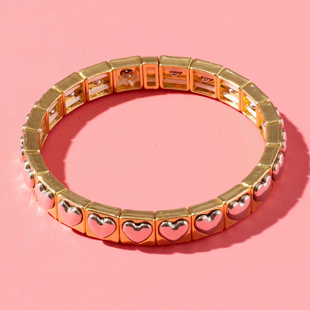 Enamel Stretch Bracelet - Hartley Gold + Silver