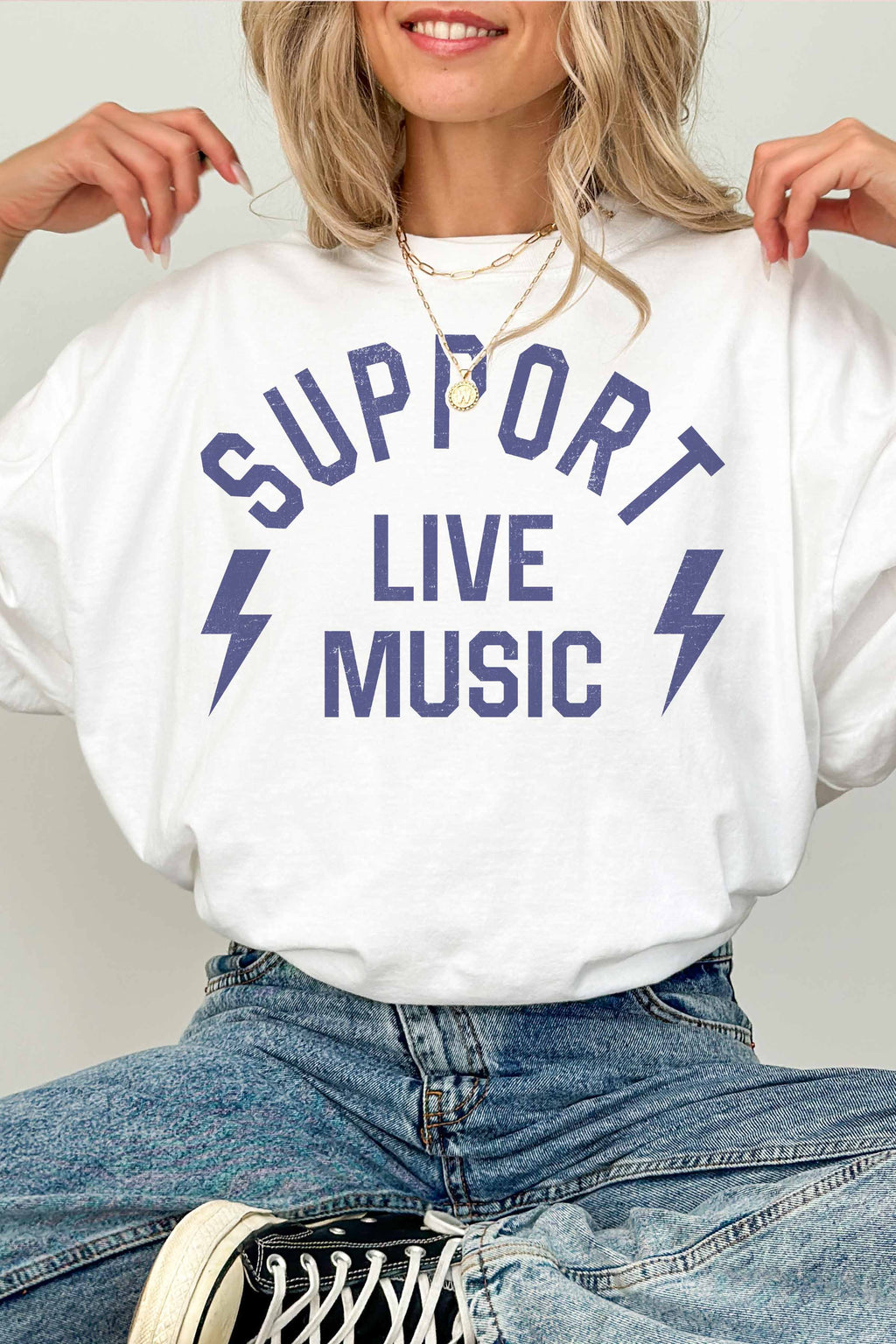 Support Live Music Oversized Graphic Tee