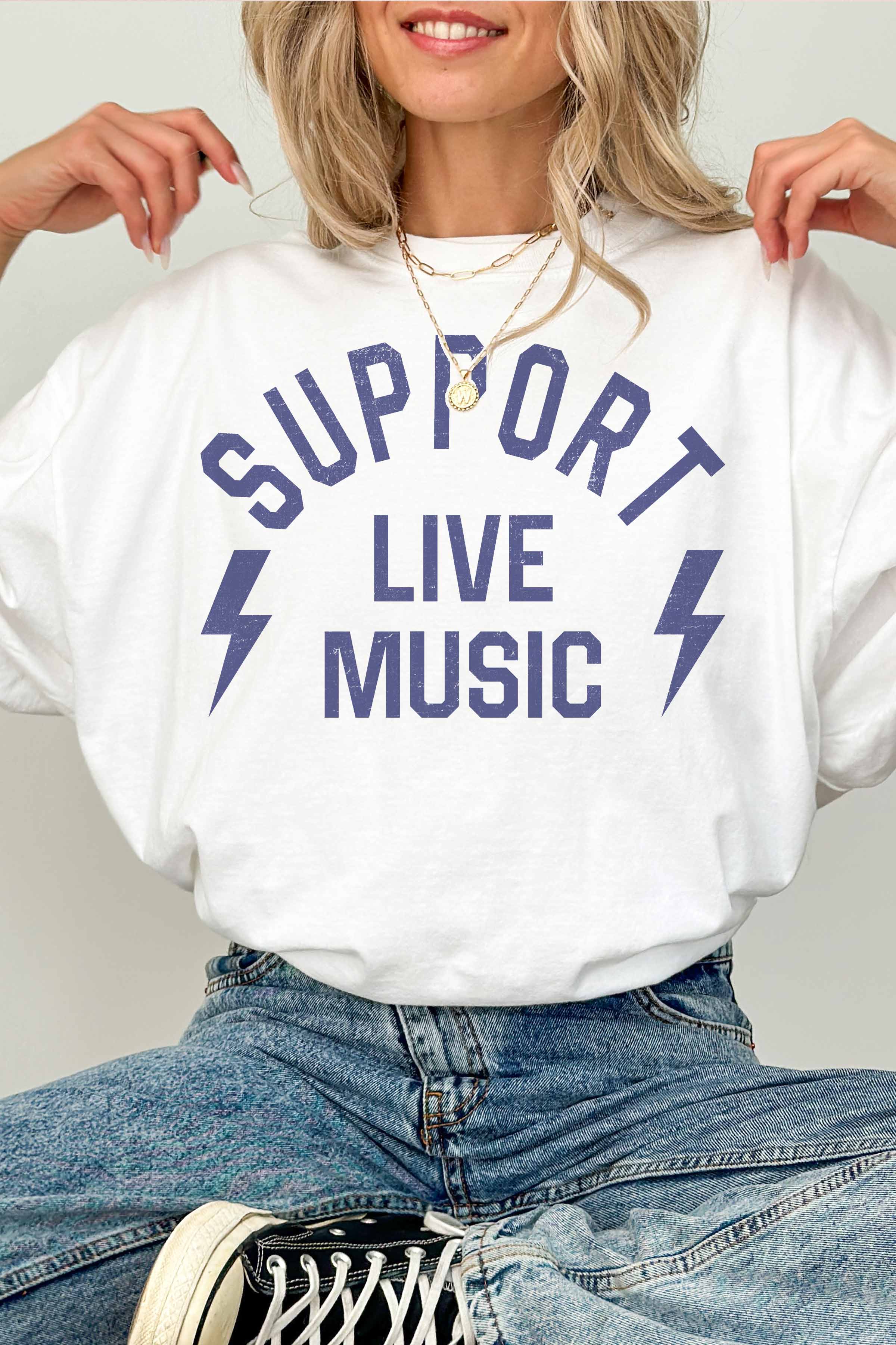 Support Live Music Oversized Graphic Tee