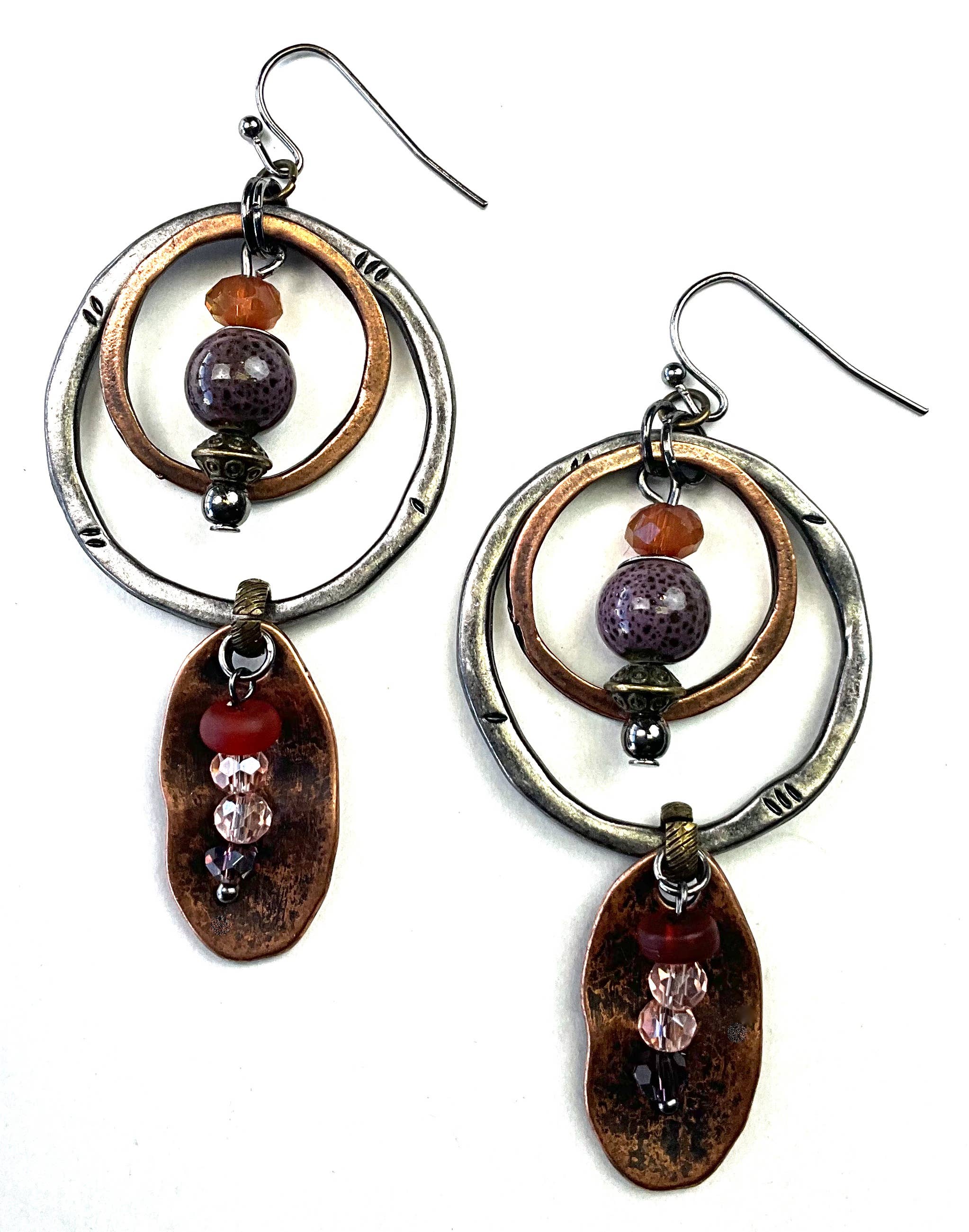 PC621 ER-Rings & Oval Dangle On Wire