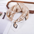 Taupe Polka Dot Silky Square Neck Scarf