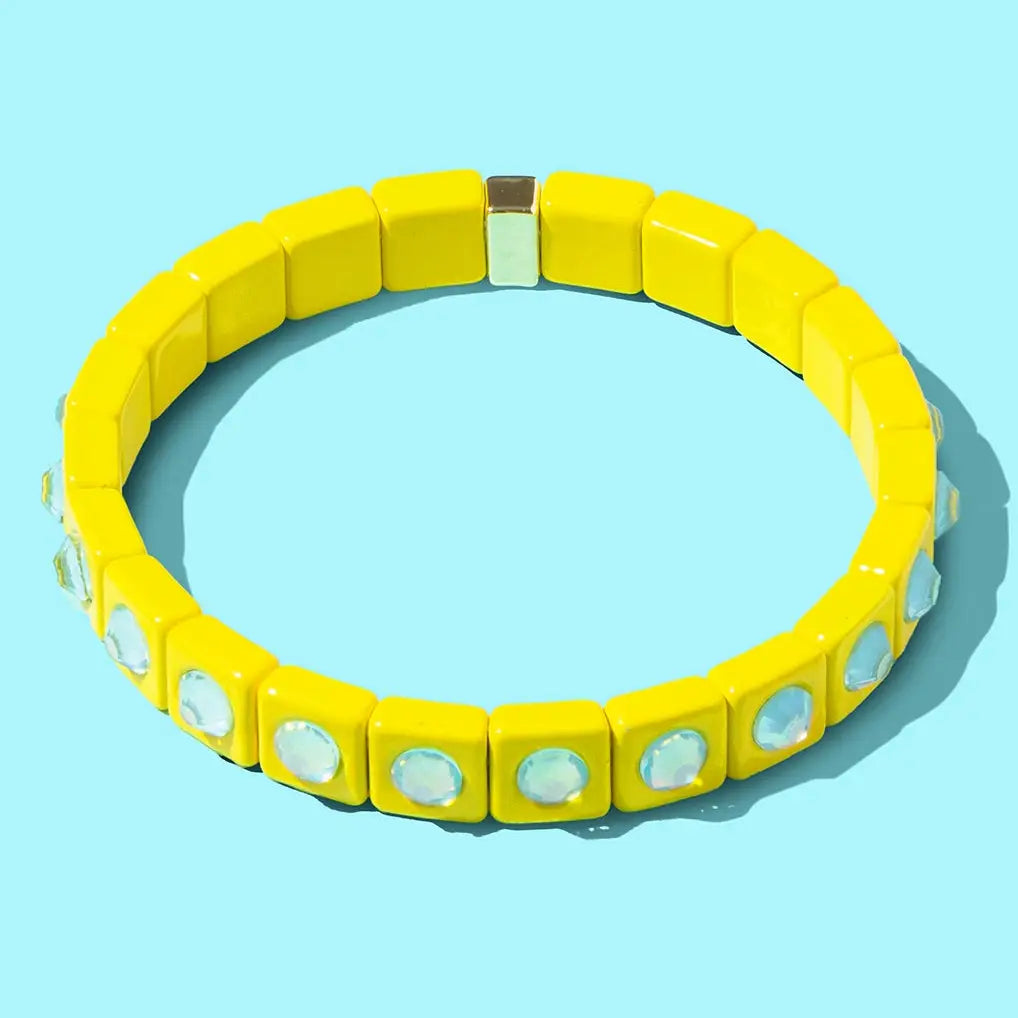 Enamel Stretch Bracelet - Small Gems - Maeve - Yellow