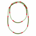 Allie Seed Bead Long Necklace Olive, Mint, + Red