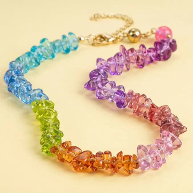 Lana Beaded Necklace - Rainbow Glass Beads