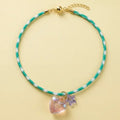 Blakely Cord Necklace - Teal w/ Heart + Star Charms