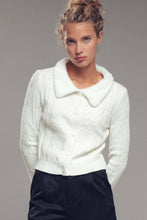 Load image into Gallery viewer, Faux Fur Collar Cable Knit Cardigan
