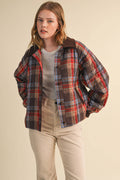 Plaid Quilted Jacket With Contrast Corduroy Detail