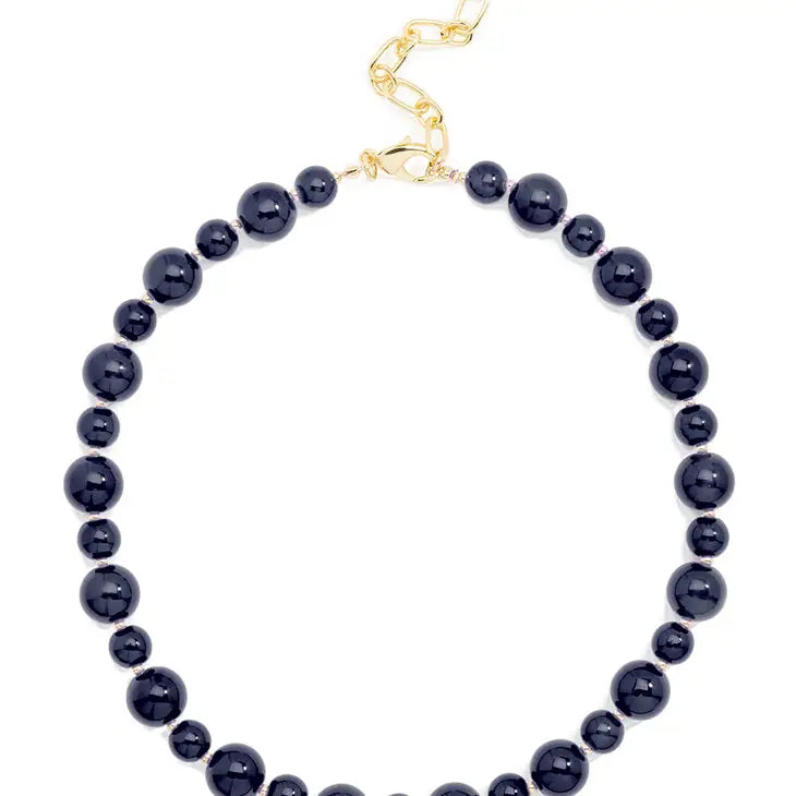 Navy Glass Bead Collar Necklace