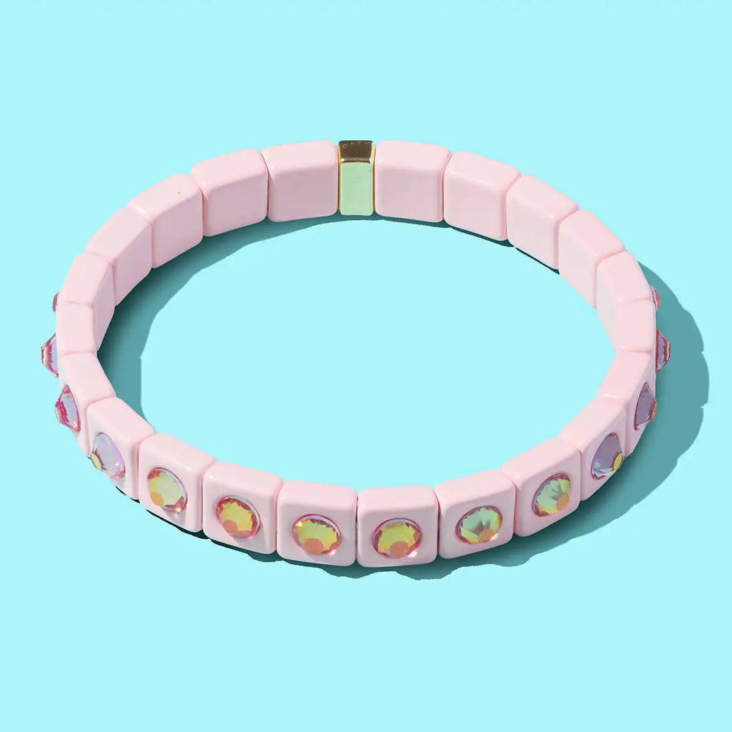 Maeve Enamel Stretch Bracelet - Blush