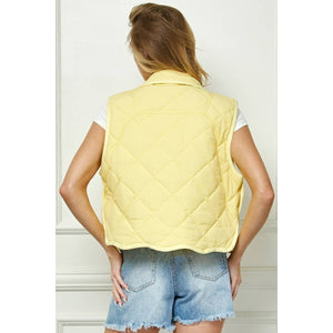 Banana Quilted High Collar Vest