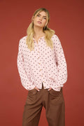 Polka Dot Button Down Knit Cardigan