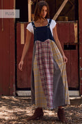 Plus Patchwork Plaid Overall Dress