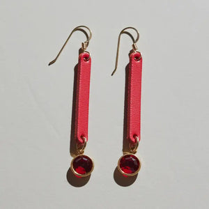 Crimson Jewel Leather Earring
