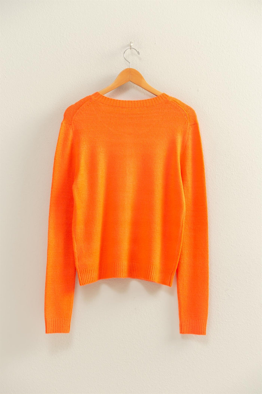 Orange Long Sleeve Buttoned Cardigan