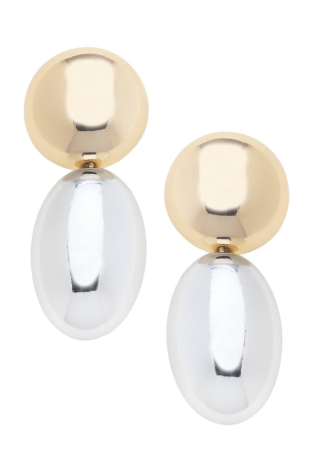 Beckett Oval Drop Earrings in Shiny Two Tone