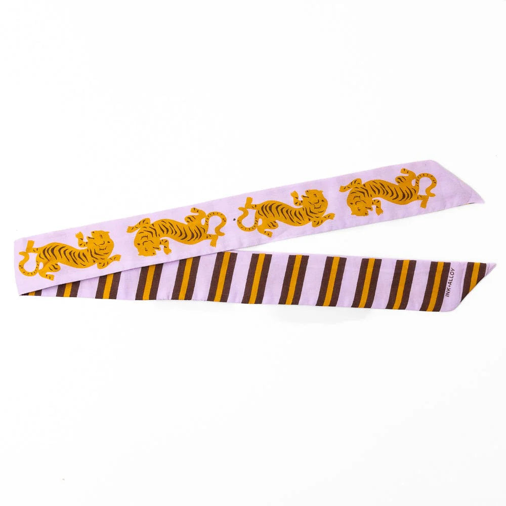 Camile Tiger Print Skinny Scarf