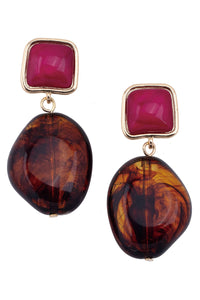 Gabby Tortoise Drop Earrings Fuchsia