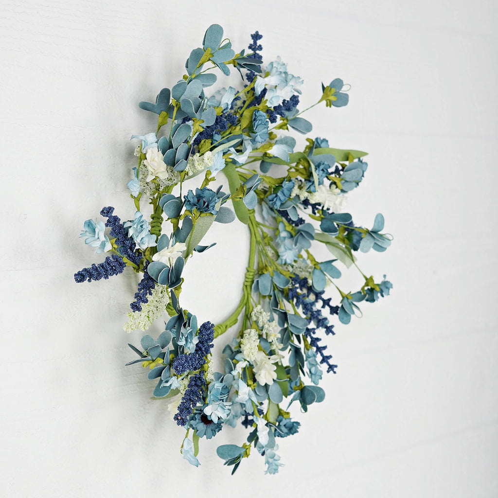 Wreath-Mix Country Blue and White Flowers