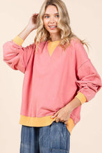 Load image into Gallery viewer, Mineral Wash Coral Colorblock Sweatshirt
