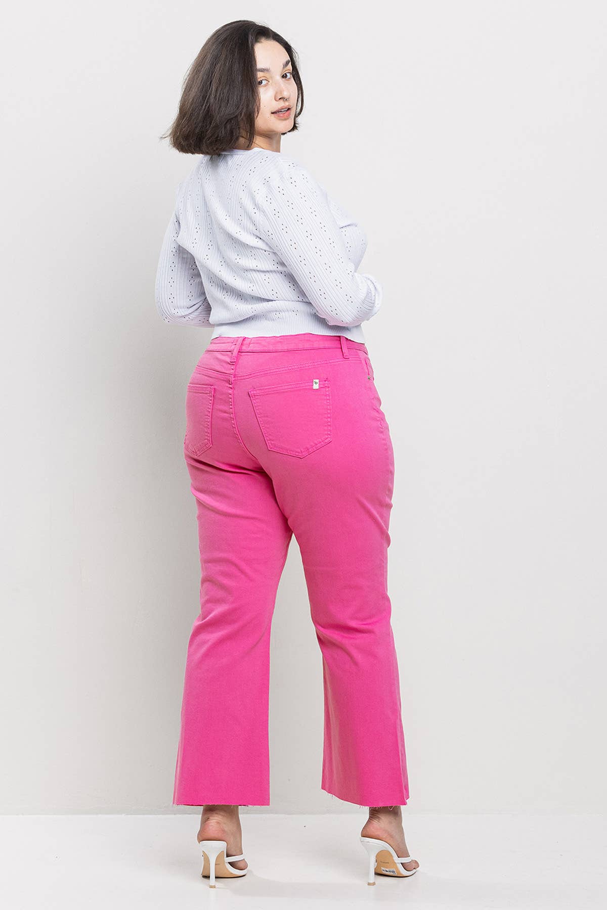 Fuchsia Kick Flare Mid Rise