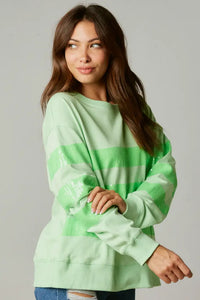 Lime Sequin Stripe Sweatshirt