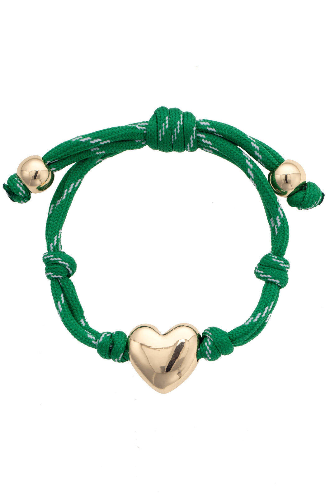 Blaine Puffy Heart Paracord Bracelet - Kelly Green
