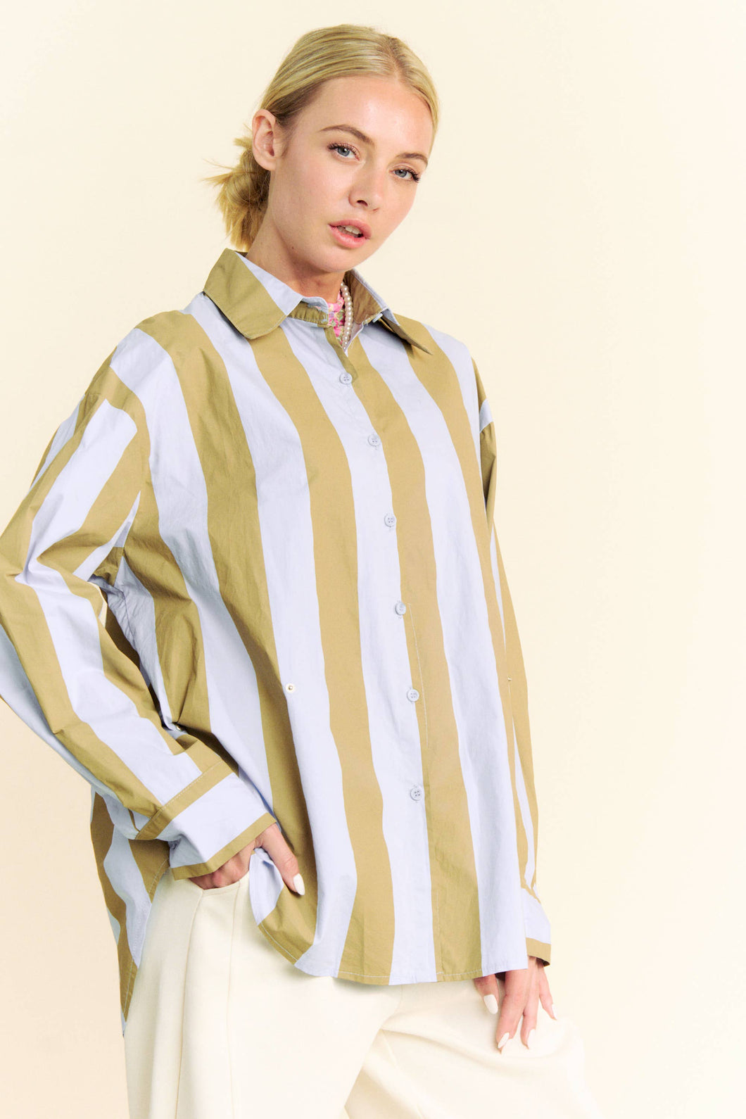 Blue/Camel Stripe Top