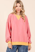 Load image into Gallery viewer, Mineral Wash Coral Colorblock Sweatshirt
