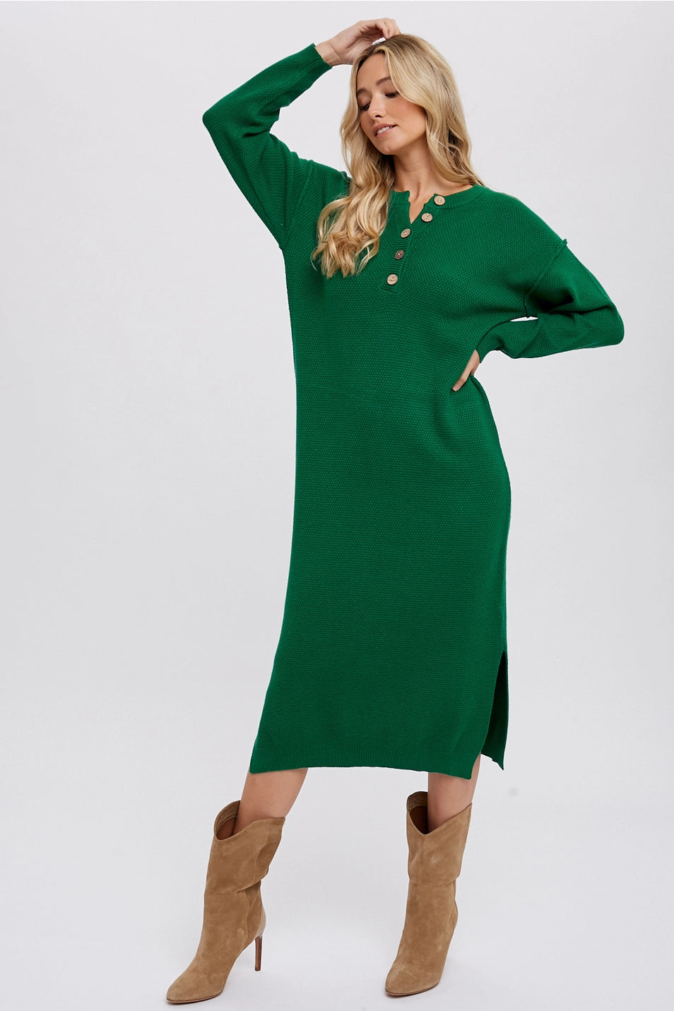 Button Front Midi Sweater Dress Small Button Front Midi Sweater Dress Small