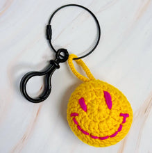 Load image into Gallery viewer, Happy Face Puffy Ball Key Ring: Yellow
