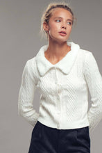 Load image into Gallery viewer, Faux Fur Collar Cable Knit Cardigan
