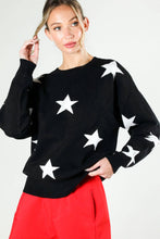 Load image into Gallery viewer, Crew Neck Long Sleeve Star Print Detail Sweater Top
