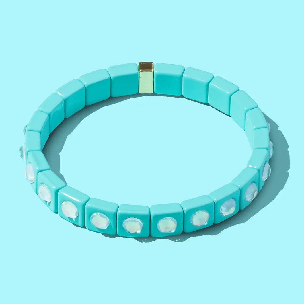 Maeve Enamel Stretch Bracelet - Light Blue