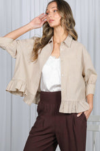 Load image into Gallery viewer, Pocket Detail Ruffle Hem Striped Shirt
